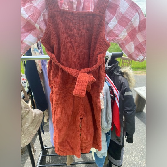 Baby girl corduroy overalls and blouse set - Picture 3 of 4